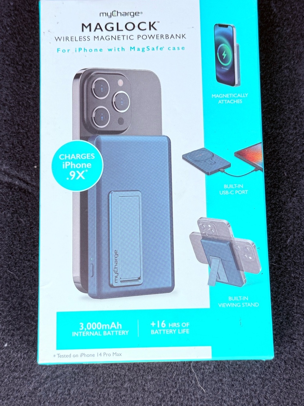 myCharge Maglock 3,000mAh Magnetic Power Bank in blue